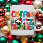 Festive Coffee Mug, Holiday Gift for Coffee Lovers, Cute Christmas Decor, Cheerful Beverage Cup, Fun Santa Design