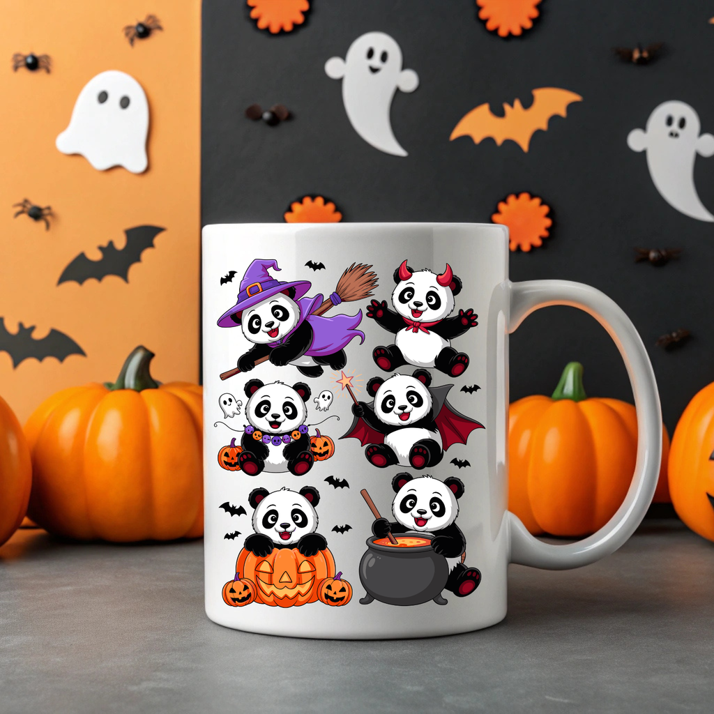 Cute Halloween Panda Ceramic Mug | 11oz & 15oz | Great for Gifts, Home Decor, Coffee Lovers, Holiday Celebrations, Nature Enthusiasts