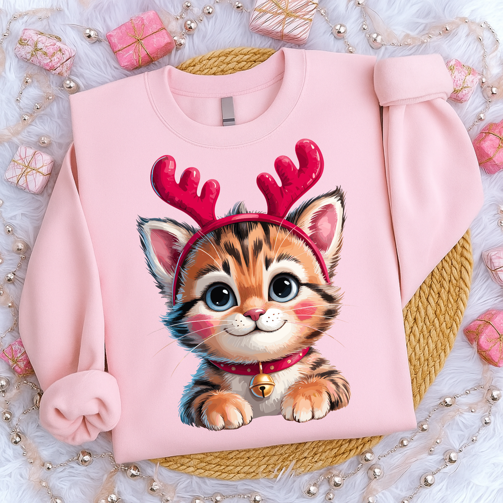 Cute Cat Antlers Crewneck Sweatshirt