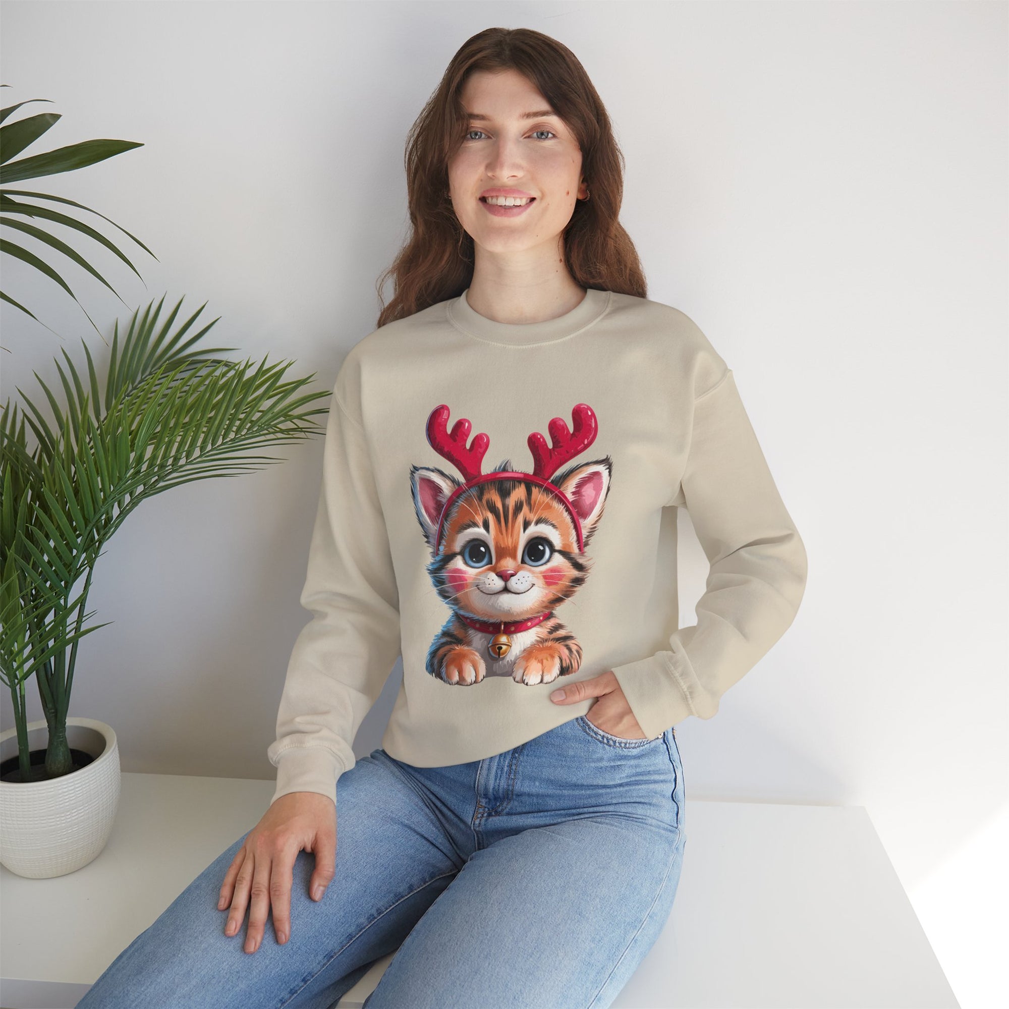 Cute Cat Antlers Crewneck Sweatshirt