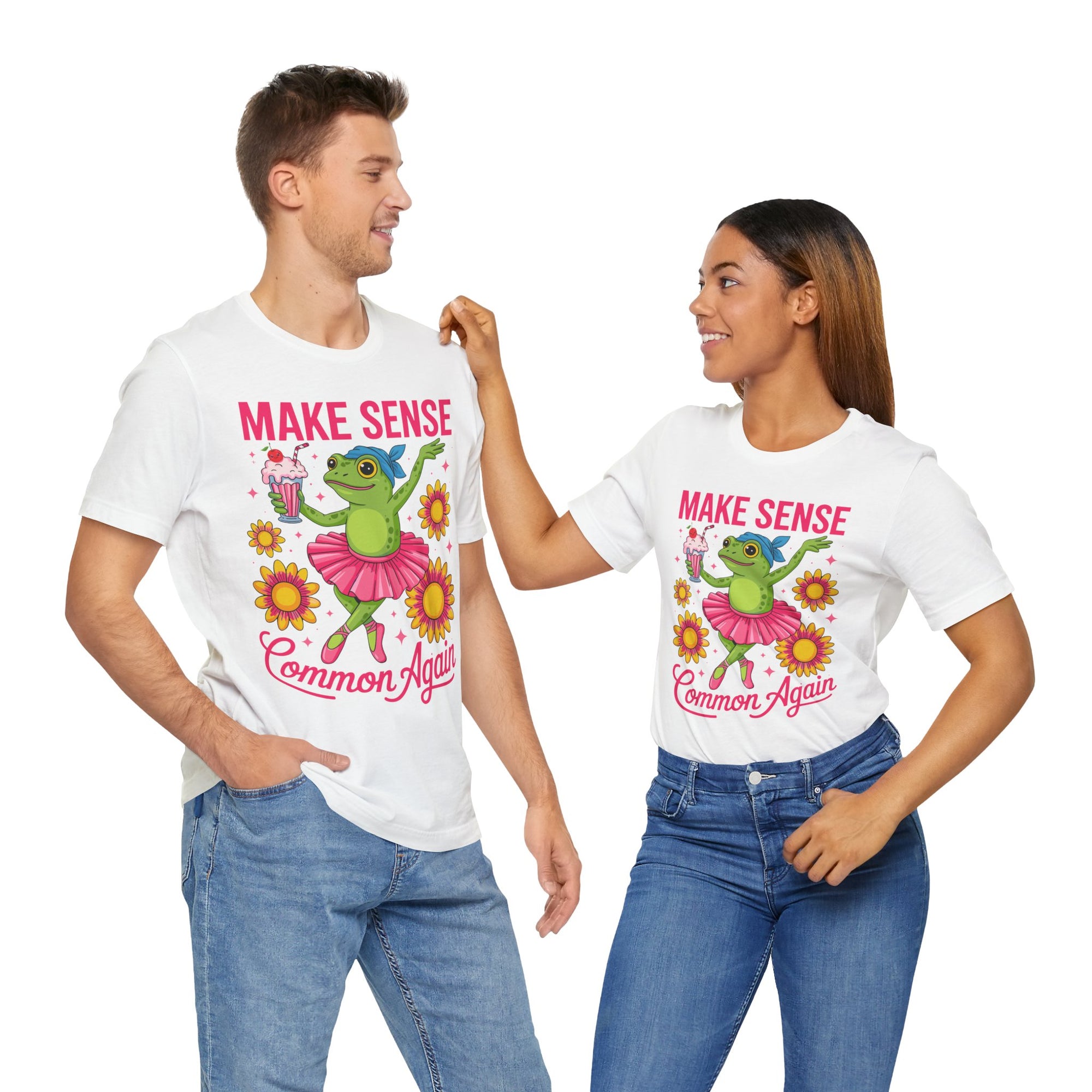 Make Sense Common Again T‑Shirt — Cute Dancing Frog Graphic Tee