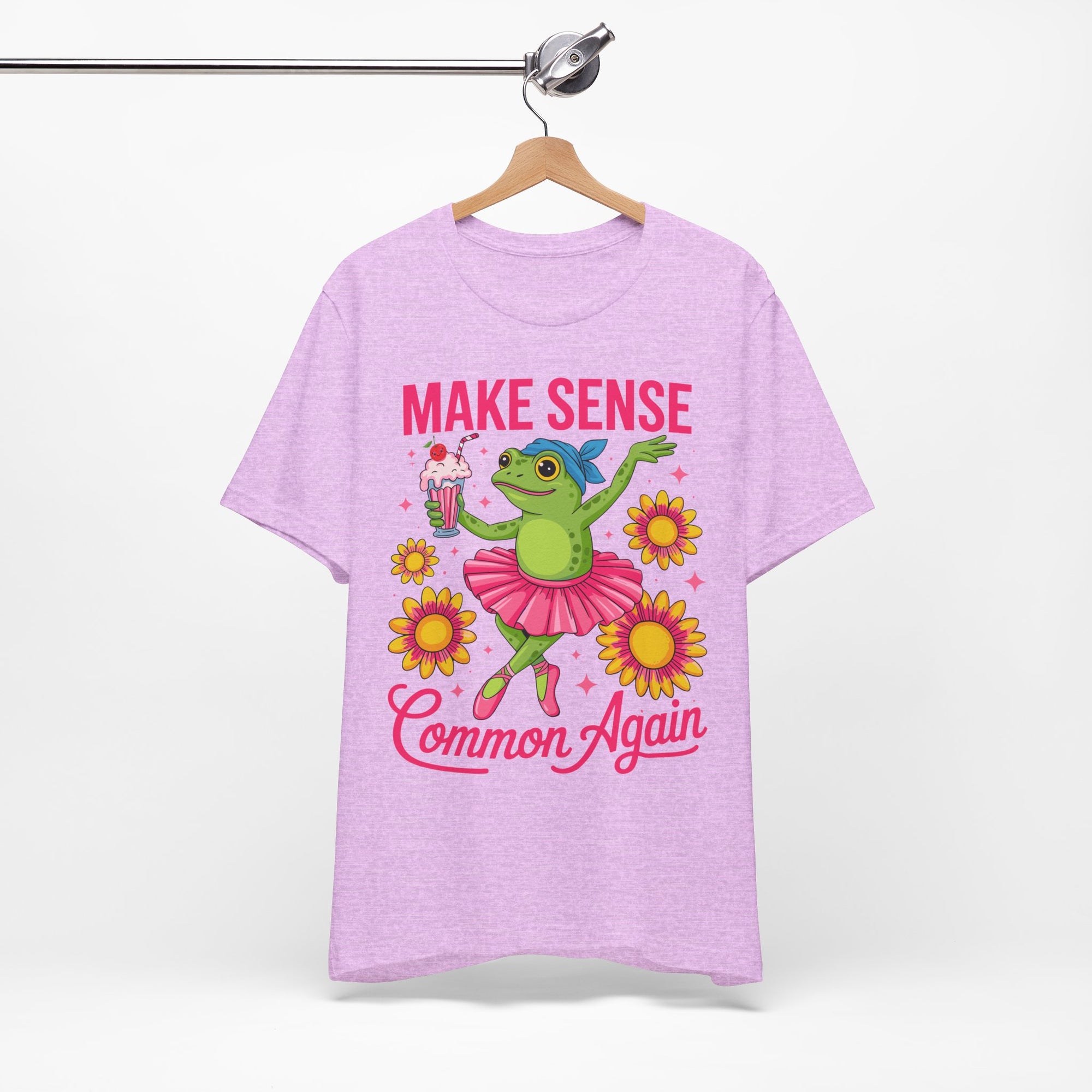 Make Sense Common Again T‑Shirt — Cute Dancing Frog Graphic Tee