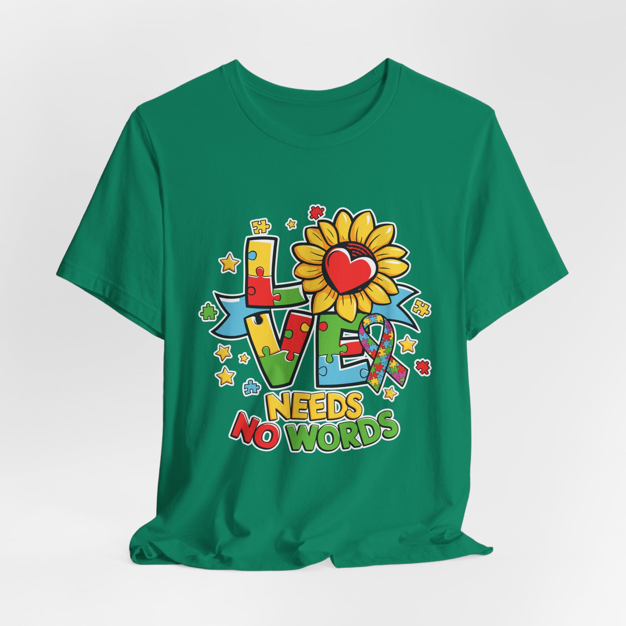 Colorful Love Needs No Words Tee, Unisex Graphic Tee