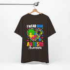 Autism Awareness Unisex Tee | I Wear Blue Puzzle Heart Support Shirt