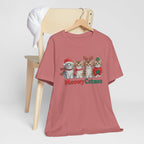 Meowy Catmas Short Sleeve Tee - Festive Cat Christmas T-Shirt