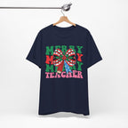 Merry Teacher T-Shirt | Cute Holiday Tee for Educators, Christmas Gift, Teacher Appreciation, Casual Wear, Festive Apparel