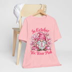 Breast Cancer Awareness Tee, Inspirational Gnome Shirt, October Activism Top, Unisex Casual Wear, Gift for Her, Comfort Tee, Support Pink