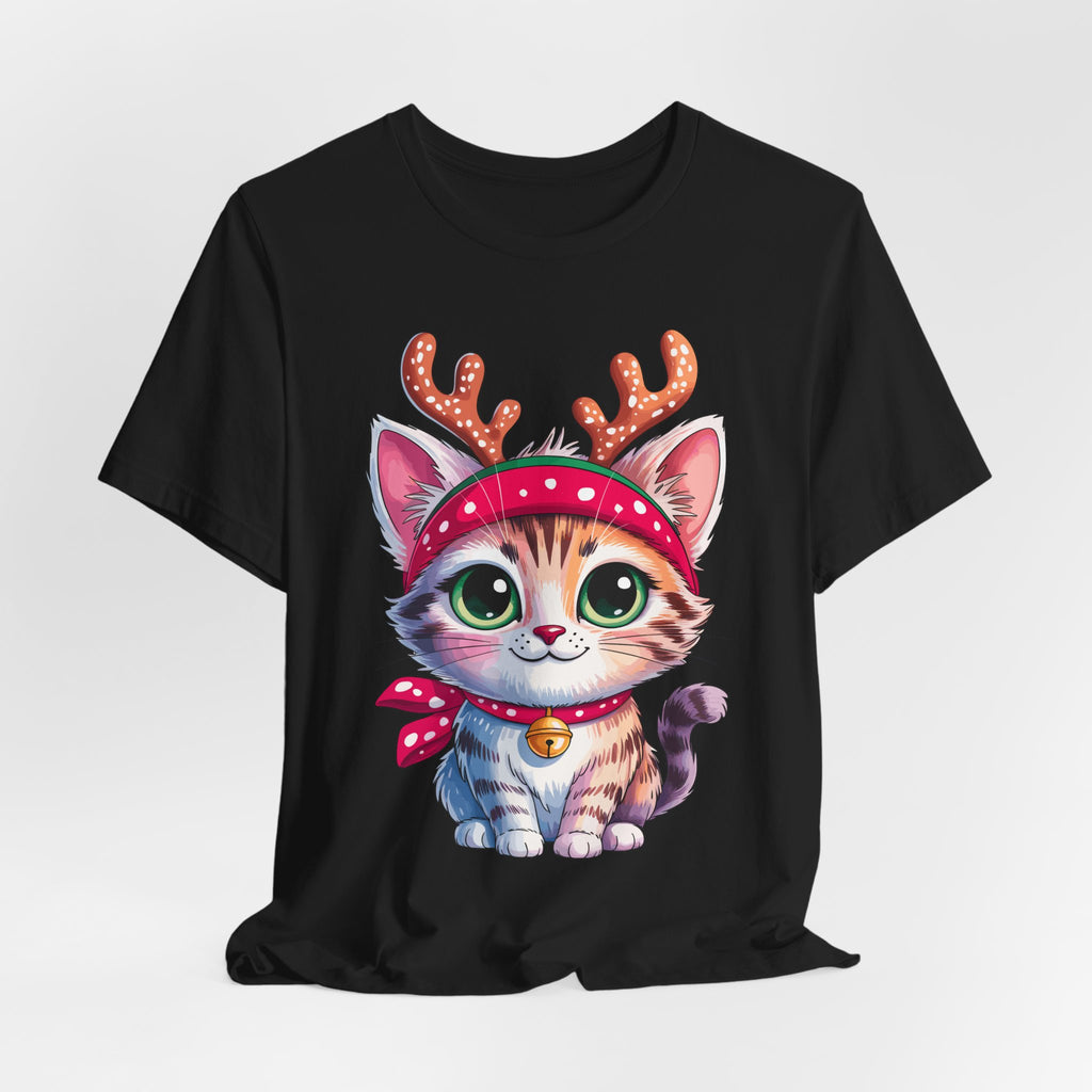 Cute Cat Holiday Tee Shirt, Unisex Cat Lover Gift, Christmas T-Shirt, Animal Graphic Tee, Fun Holiday Apparel