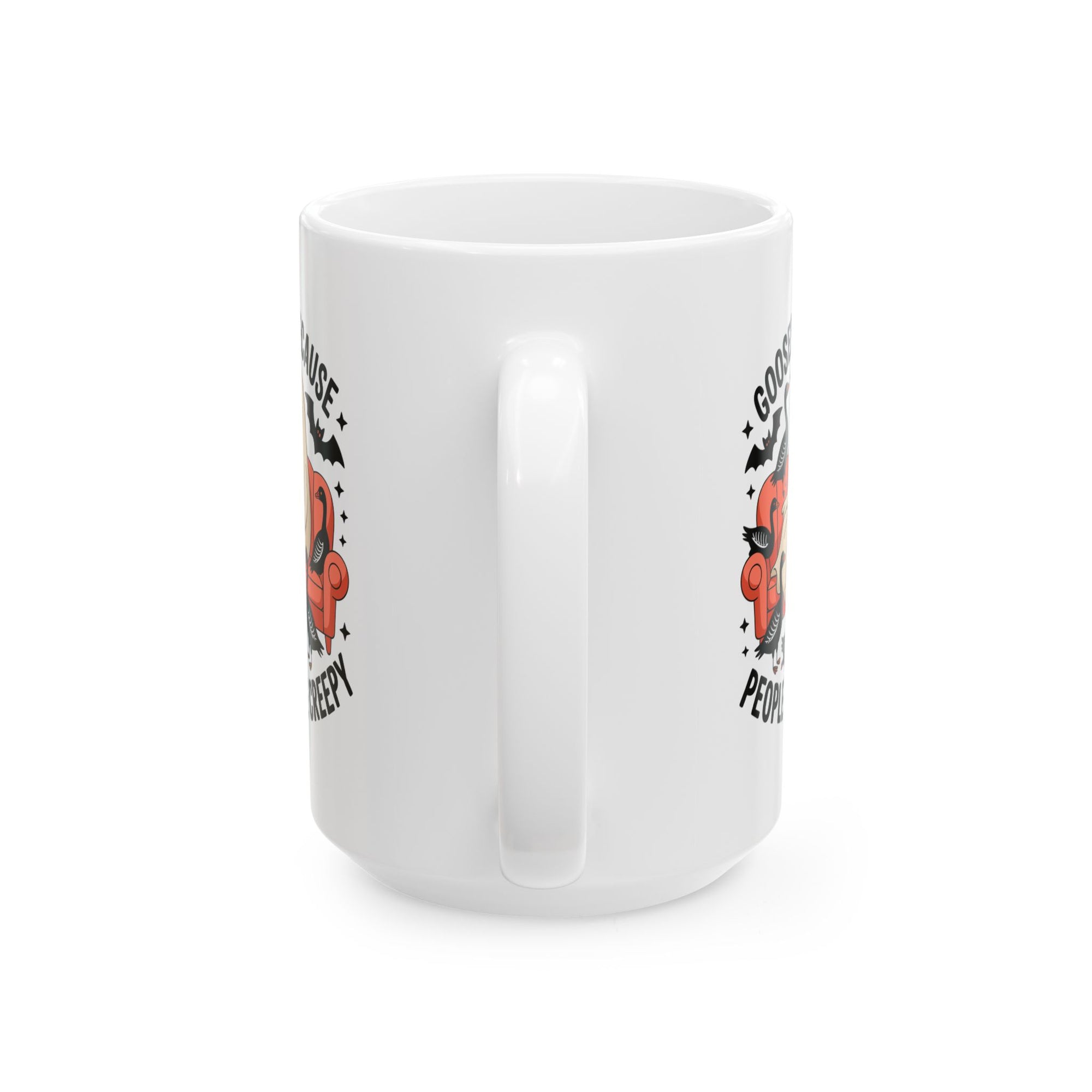 Funny Ghost with Geese Mug – Spooky Cute Halloween Coffee Cup