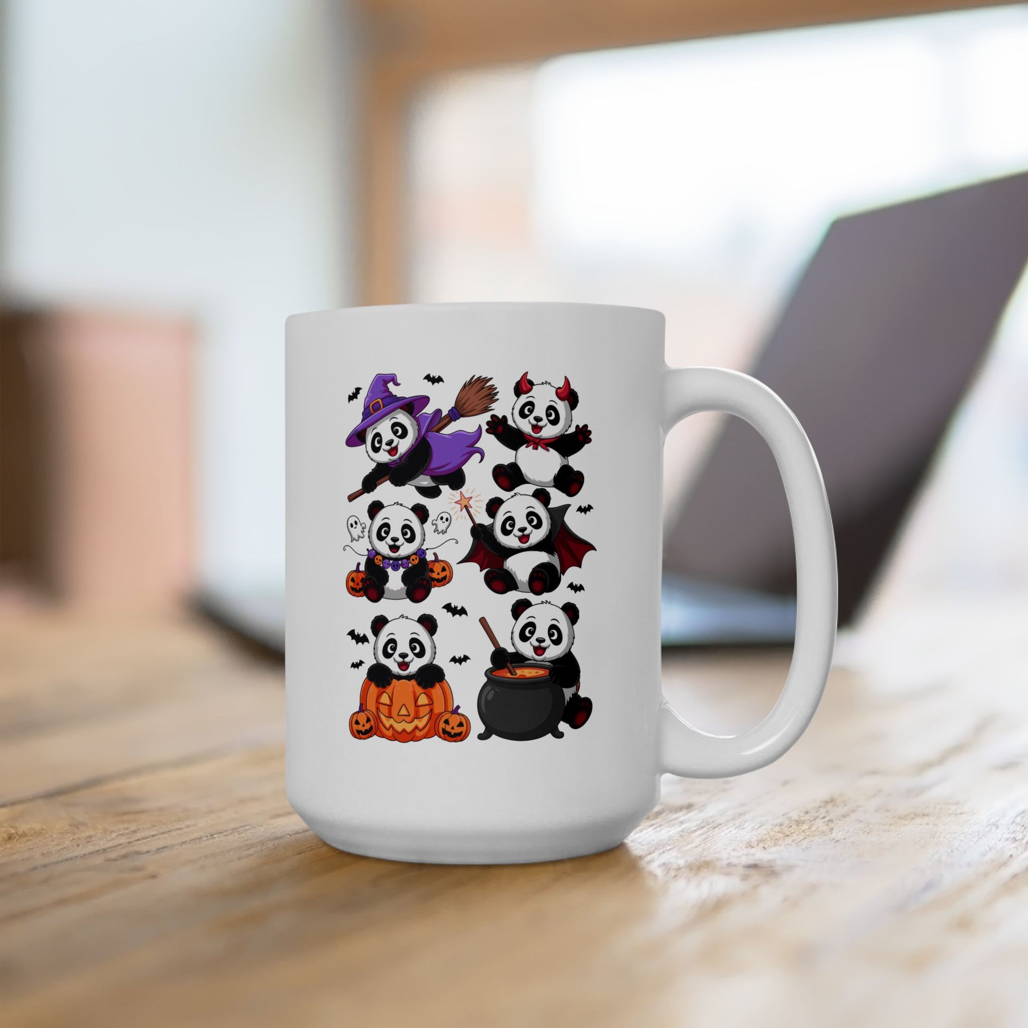 Cute Halloween Panda Ceramic Mug | 11oz & 15oz | Great for Gifts, Home Decor, Coffee Lovers, Holiday Celebrations, Nature Enthusiasts
