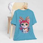 Cute Cat Holiday Tee Shirt, Unisex Cat Lover Gift, Christmas T-Shirt, Animal Graphic Tee, Fun Holiday Apparel