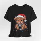 Festive Cow Christmas Tee, Unisex Holiday Shirt, Cute Animal T-Shirt