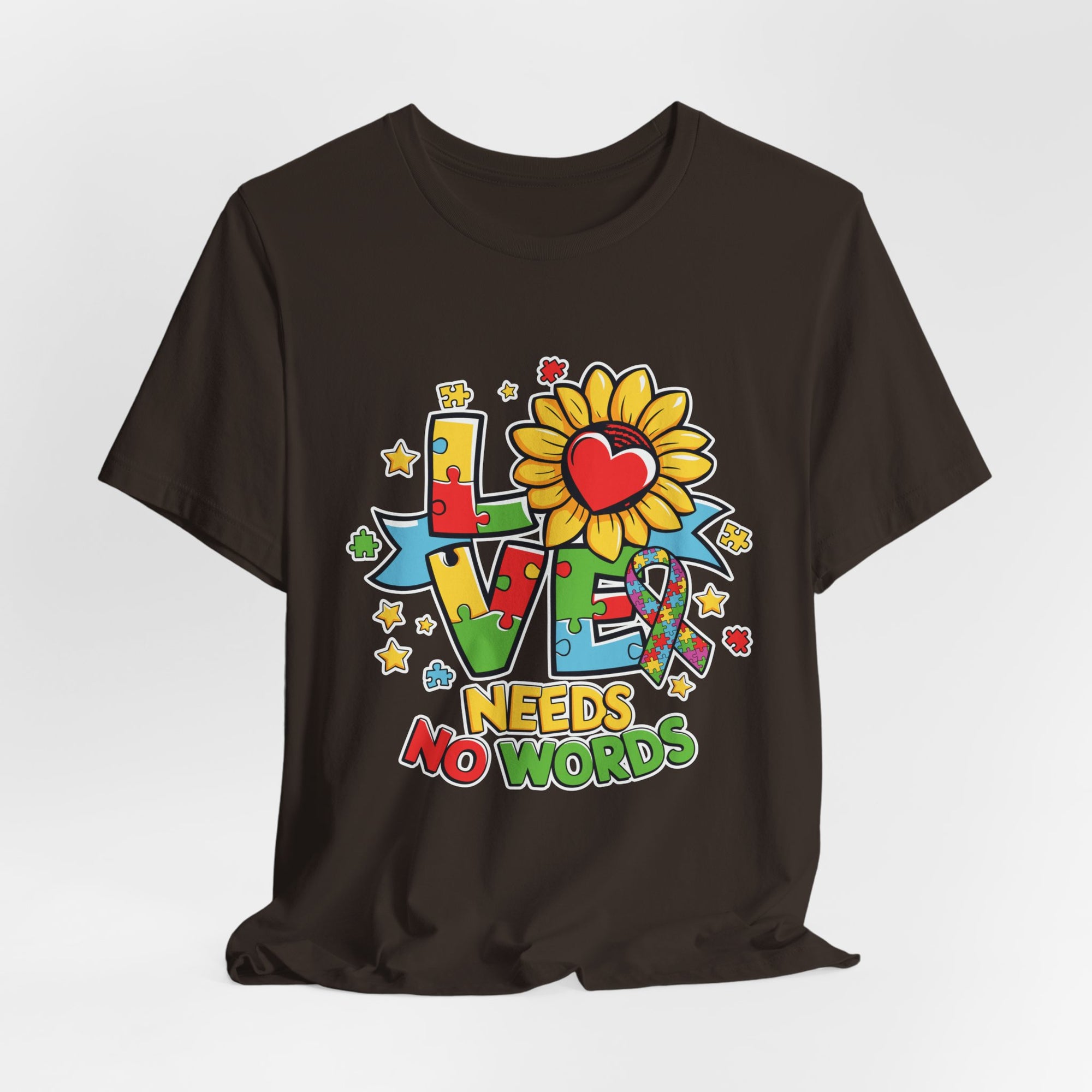Colorful Love Needs No Words Tee, Unisex Graphic Tee