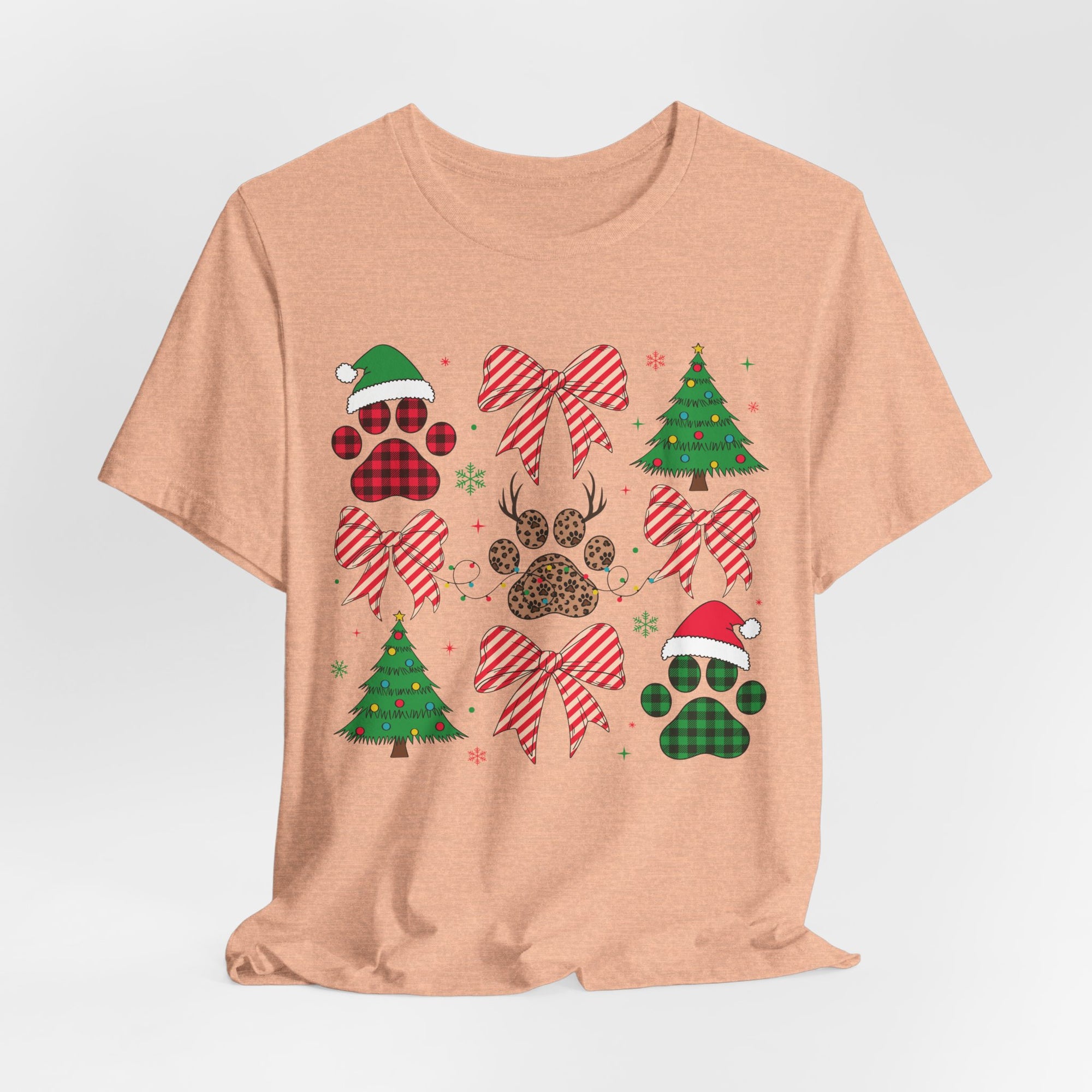 Festive Pet Lover Tee - Christmas Celebration Shirt, Holiday Gift for Dog Owners, Cute Winter Apparel, Paw Print T-Shirt, Unisex