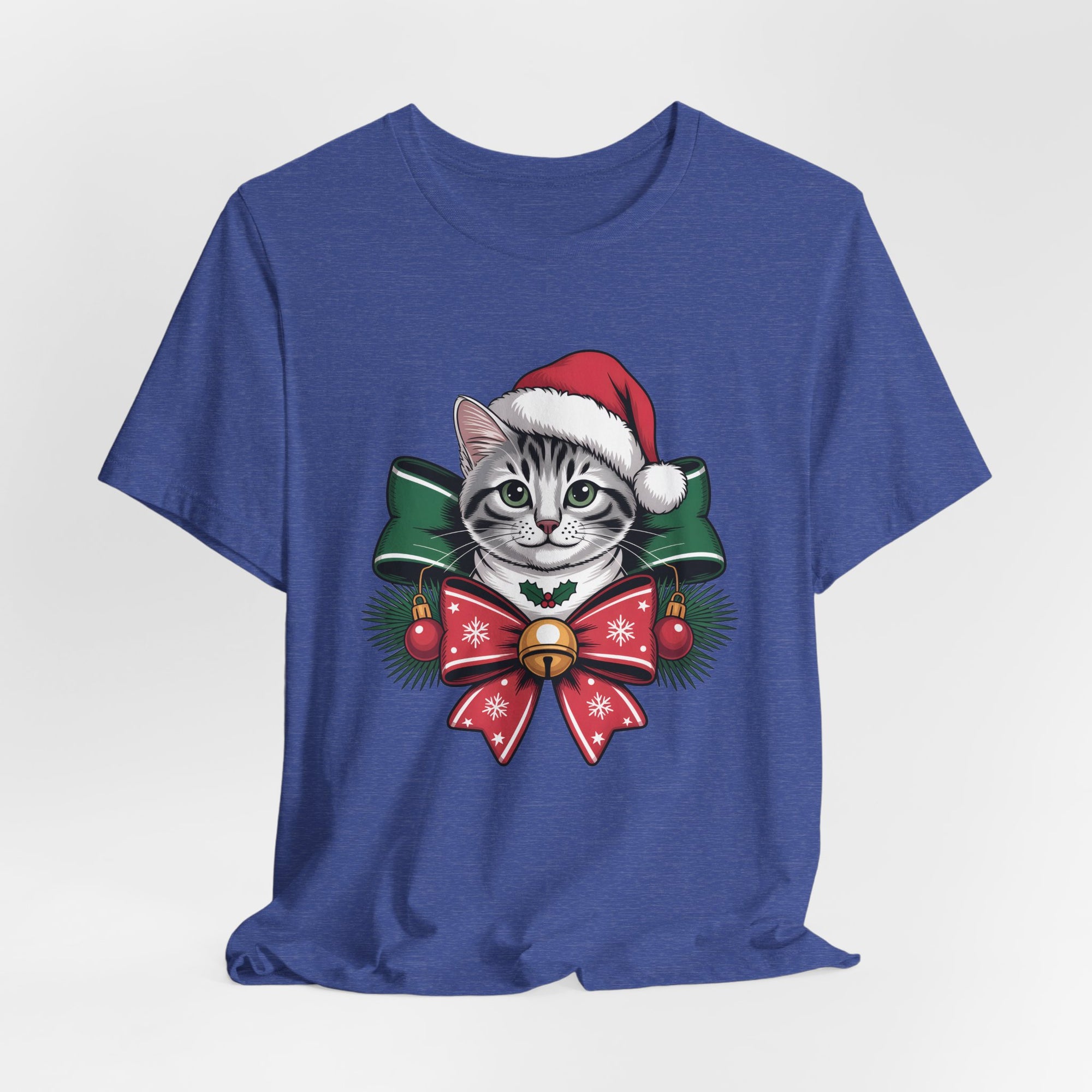 Festive Cat Christmas Tee, Cat Lover Gift, Holiday Shirt, Unisex T-Shirt