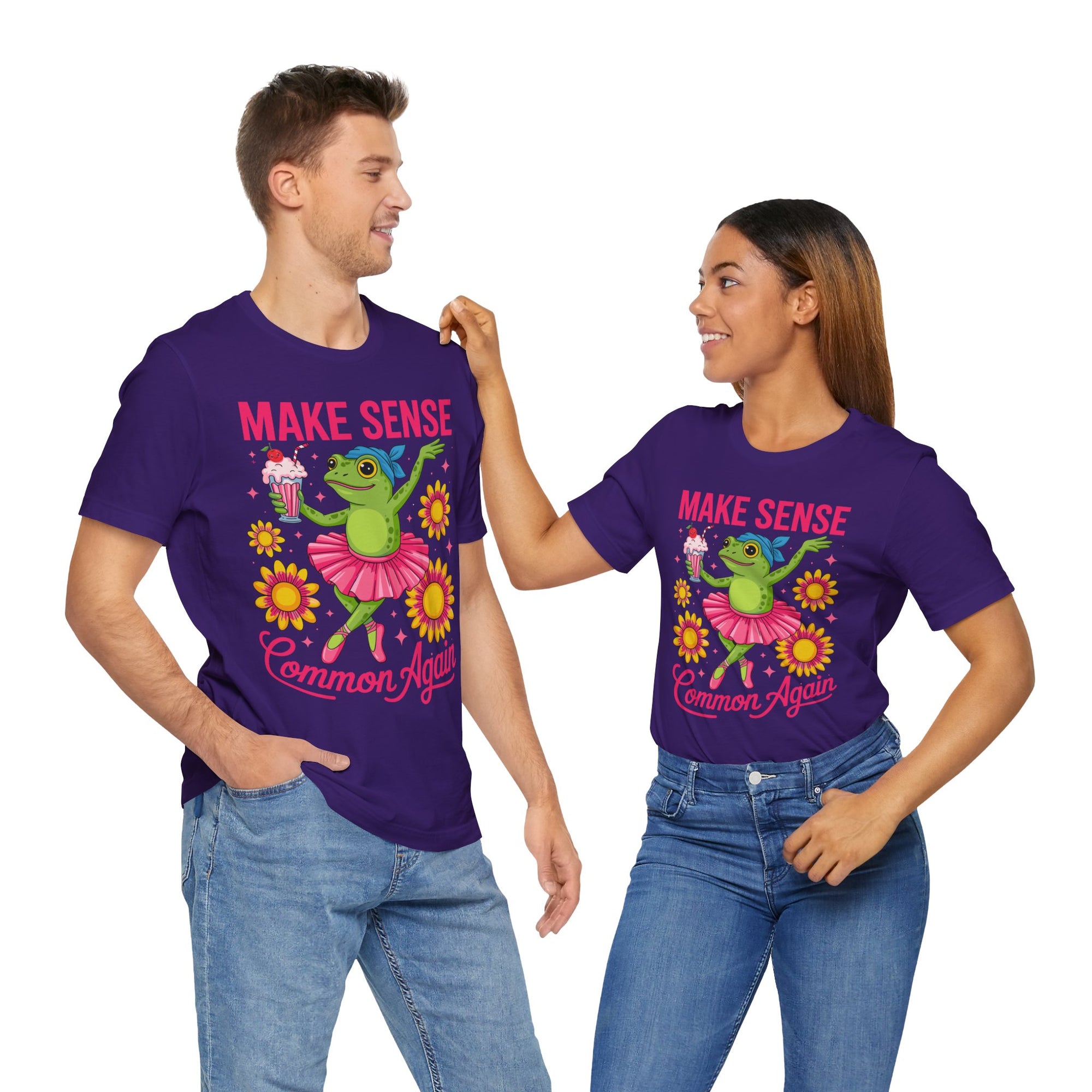 Make Sense Common Again T‑Shirt — Cute Dancing Frog Graphic Tee