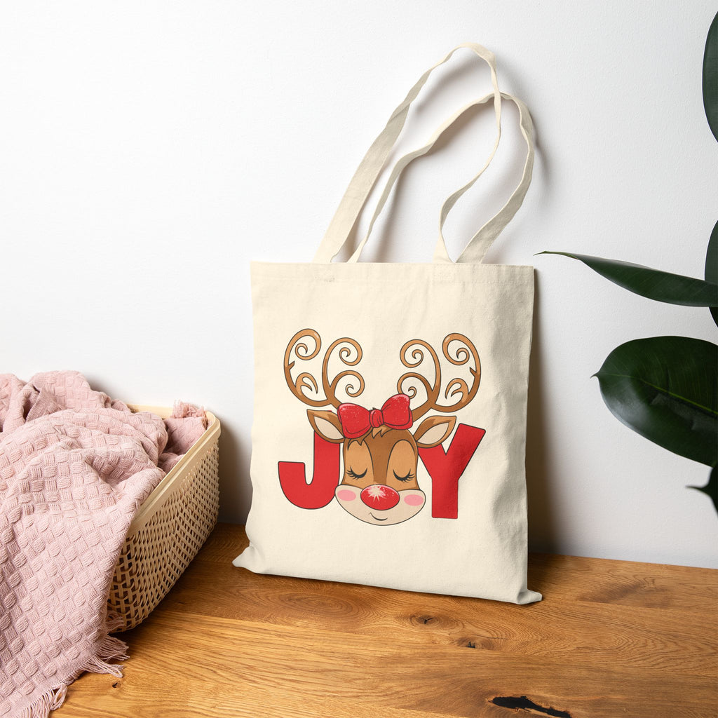 Joyful Reindeer Holiday Tote Bag – Festive Reusable Christmas Shopper