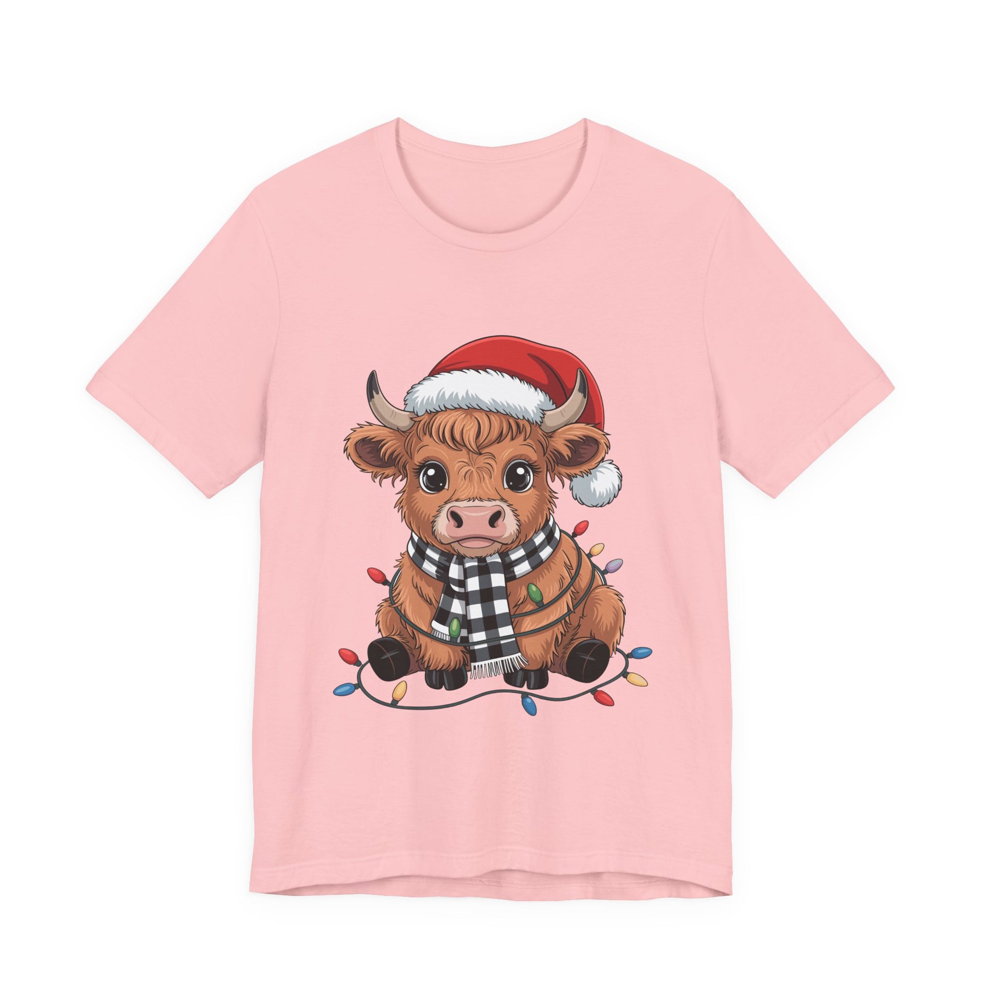 Festive Cow Christmas Tee, Unisex Holiday Shirt, Cute Animal T-Shirt
