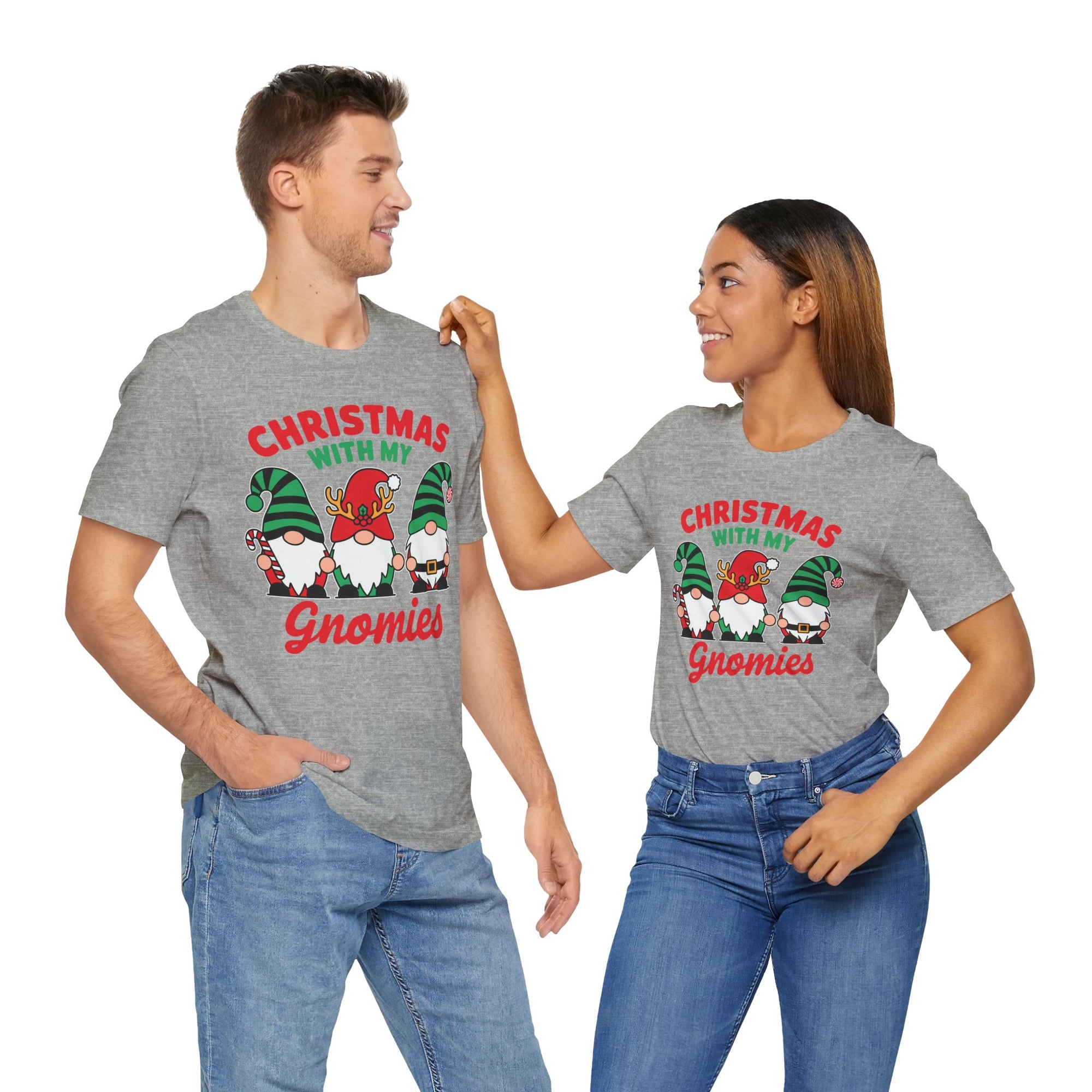 Christmas with My Gnomies Unisex Tee, Holiday Shirt, Christmas Gift, Gnome Tee, Festive Apparel, Cute Christmas T-Shirt