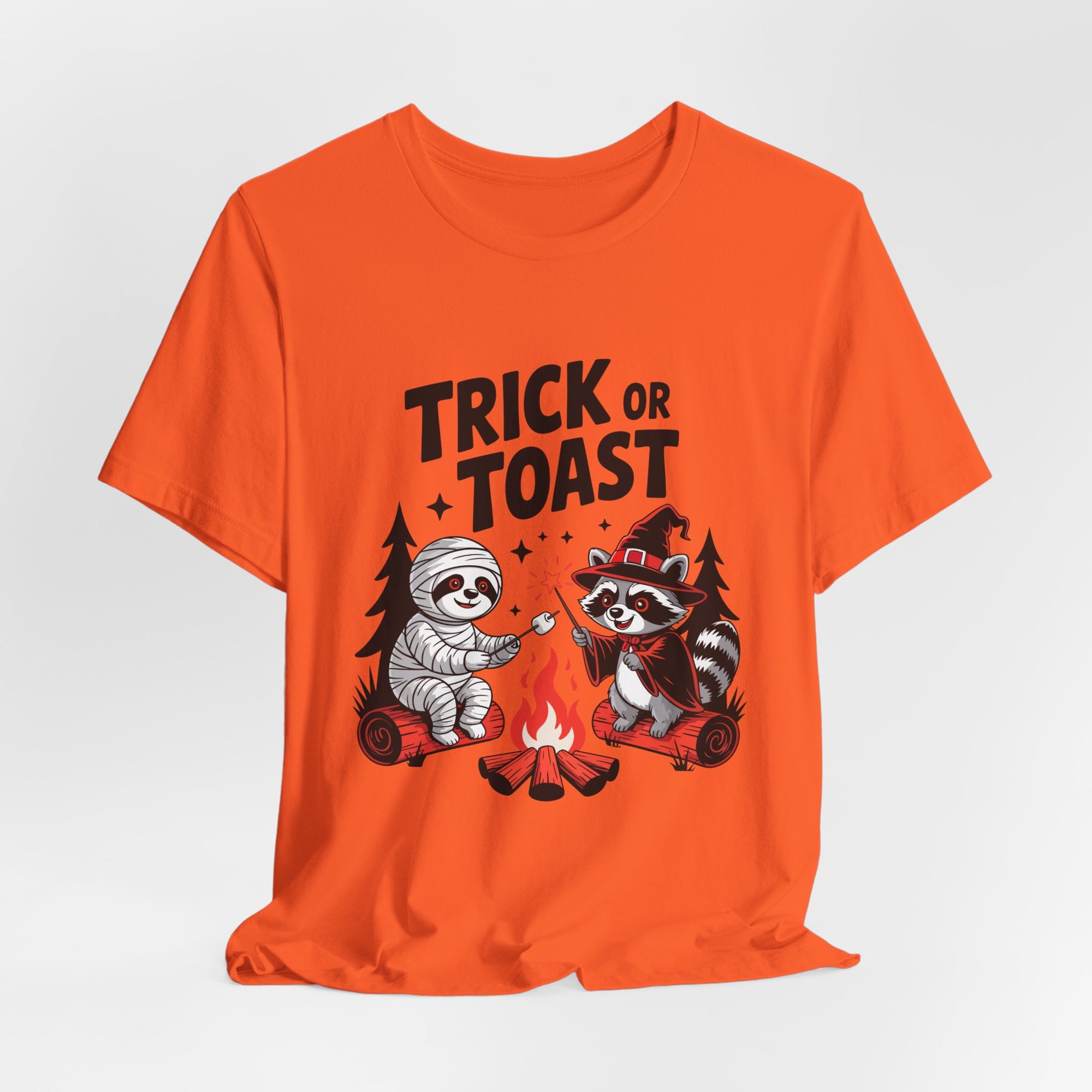 Graphic Tee for Outdoor Lovers - Trick or Toast Sloth & Raccoon, Perfect Fall Gift