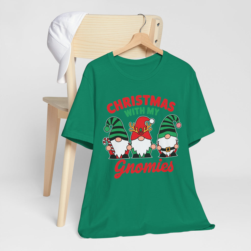 Christmas with My Gnomies Unisex Tee, Holiday Shirt, Christmas Gift, Gnome Tee, Festive Apparel, Cute Christmas T-Shirt