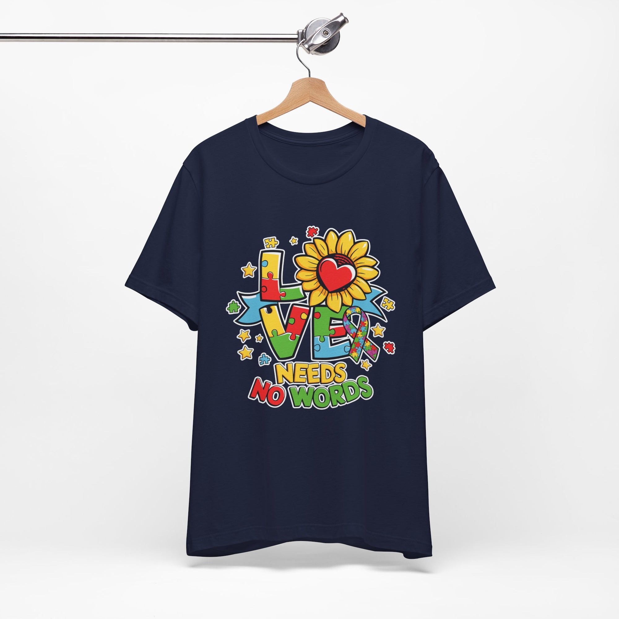 Colorful Love Needs No Words Tee, Unisex Graphic Tee