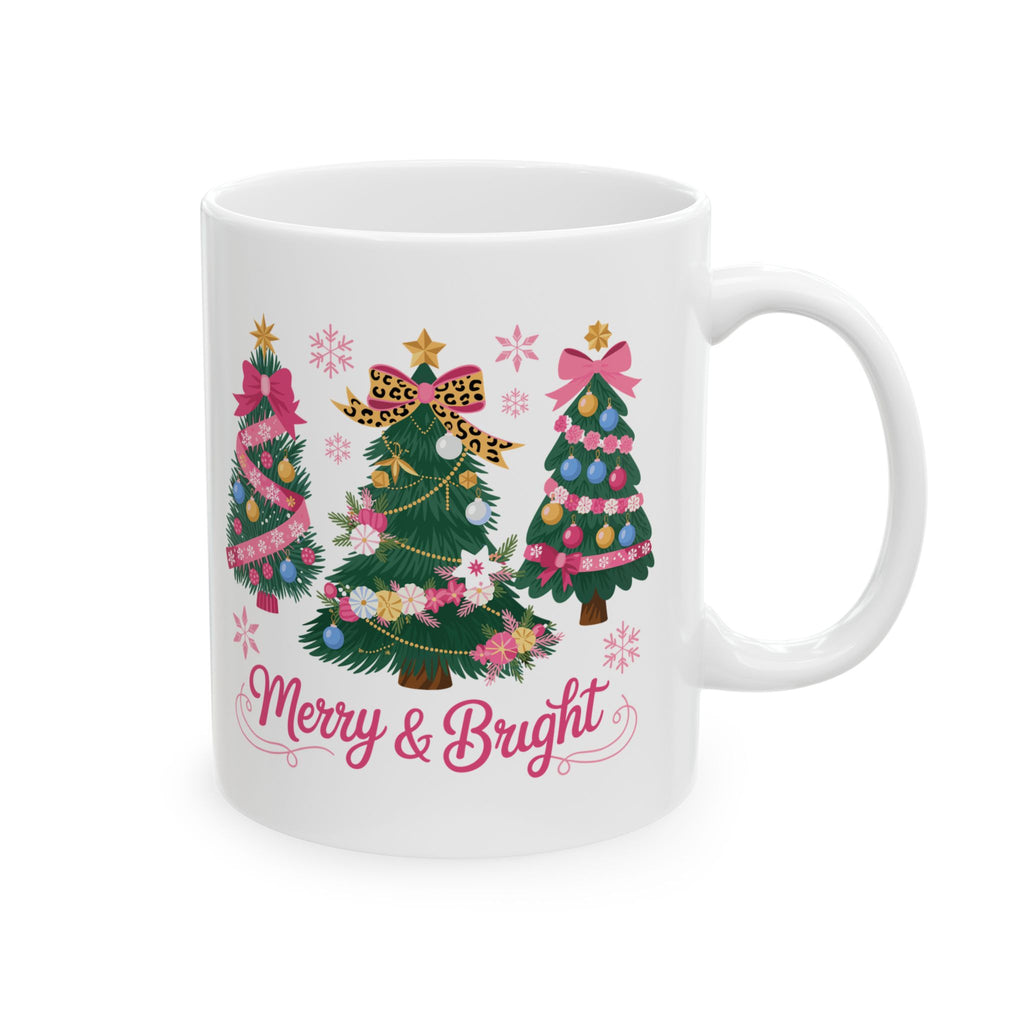 Festive Christmas Mug, Holiday Gift, Merry & Bright Coffee Cup, Seasonal Home Decor, Perfect for Hot Beverages