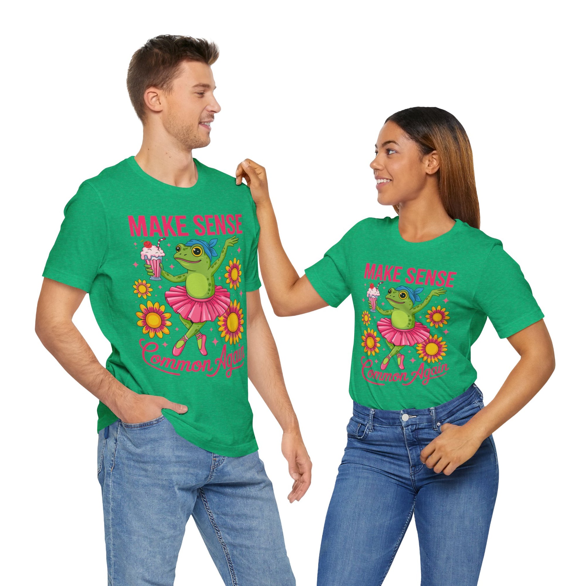 Make Sense Common Again T‑Shirt — Cute Dancing Frog Graphic Tee