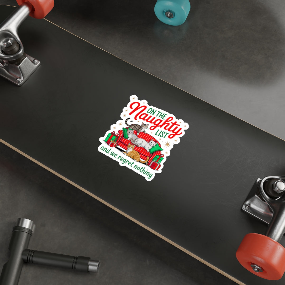 Festive Cat Die-Cut Stickers, Holiday Decor