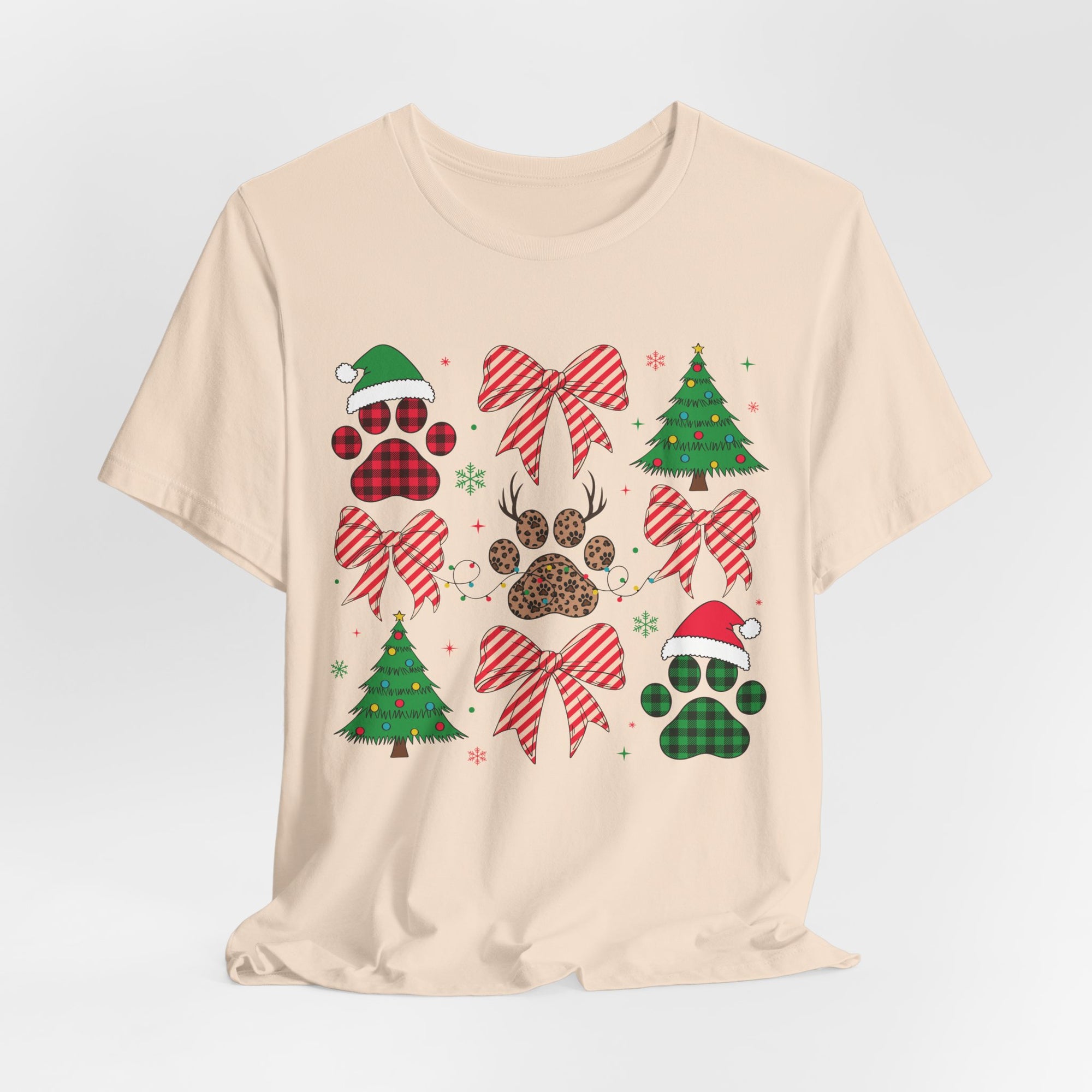 Festive Pet Lover Tee - Christmas Celebration Shirt, Holiday Gift for Dog Owners, Cute Winter Apparel, Paw Print T-Shirt, Unisex