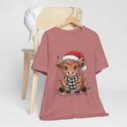 Festive Cow Christmas Tee, Unisex Holiday Shirt, Cute Animal T-Shirt