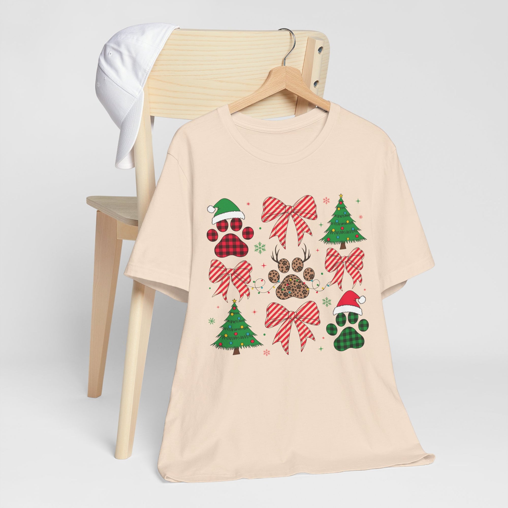 Festive Pet Lover Tee - Christmas Celebration Shirt, Holiday Gift for Dog Owners, Cute Winter Apparel, Paw Print T-Shirt, Unisex
