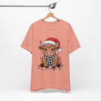 Festive Cow Christmas Tee, Unisex Holiday Shirt, Cute Animal T-Shirt