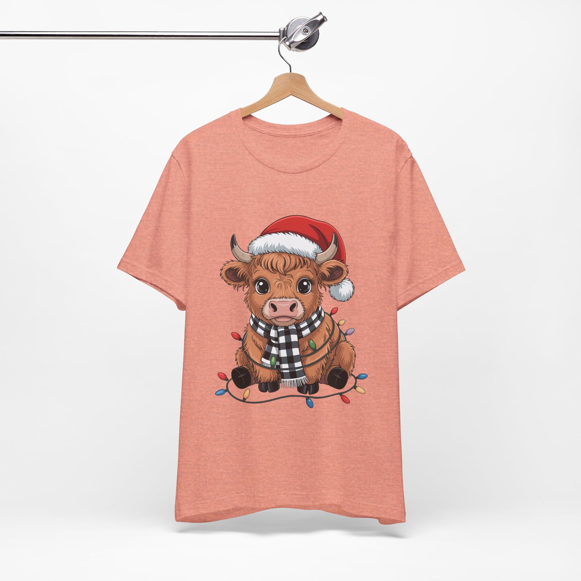 Festive Cow Christmas Tee, Unisex Holiday Shirt, Cute Animal T-Shirt