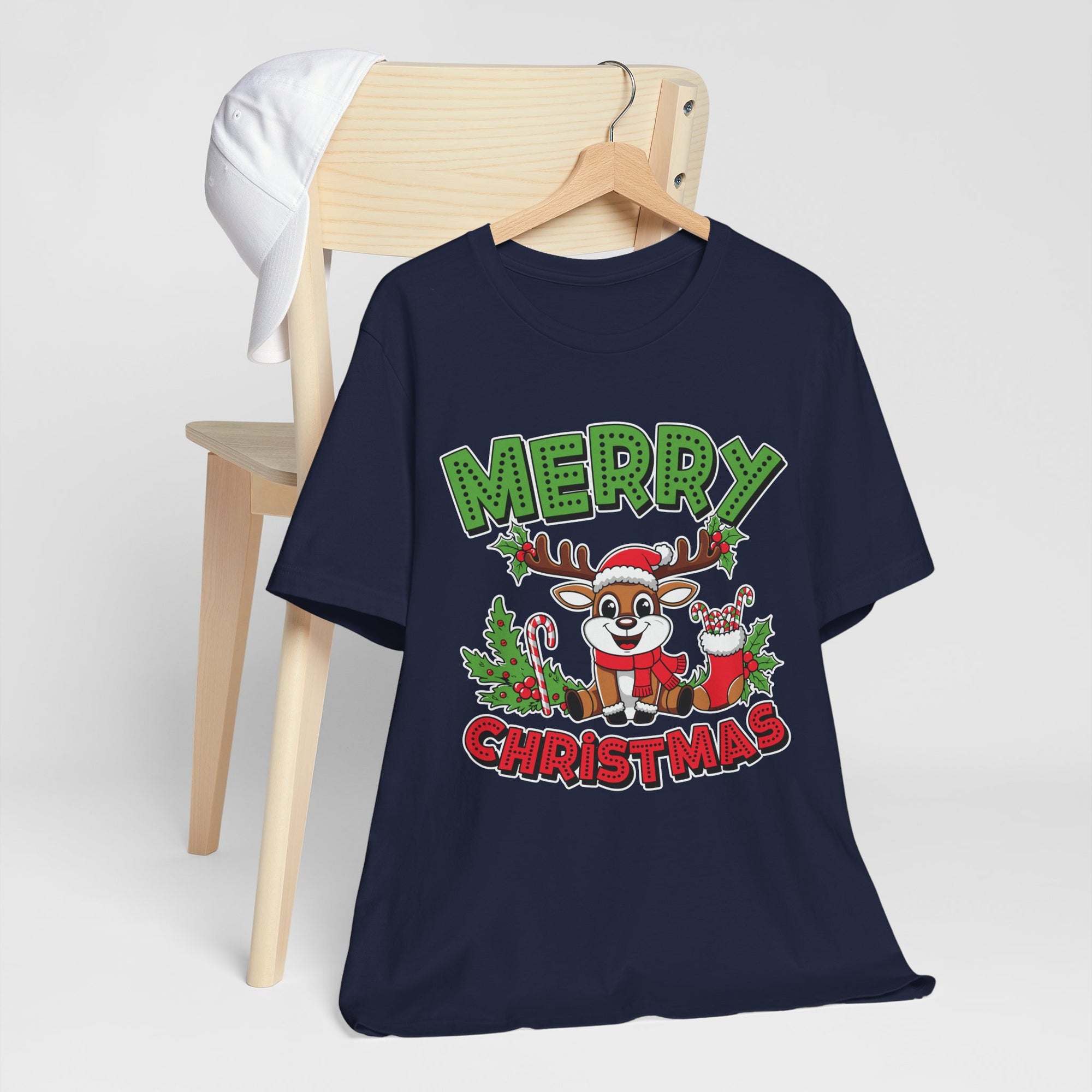 Merry Christmas Reindeer Tee, Festive Holiday Shirt, Unisex Christmas Apparel, Cute Gifts for Him/Her, Holiday Party Outfit