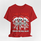 Skeleton Christmas Tee, Holiday Shirt, Unisex Christmas T-Shirt, Fun Winter Apparel, Party Outfit.