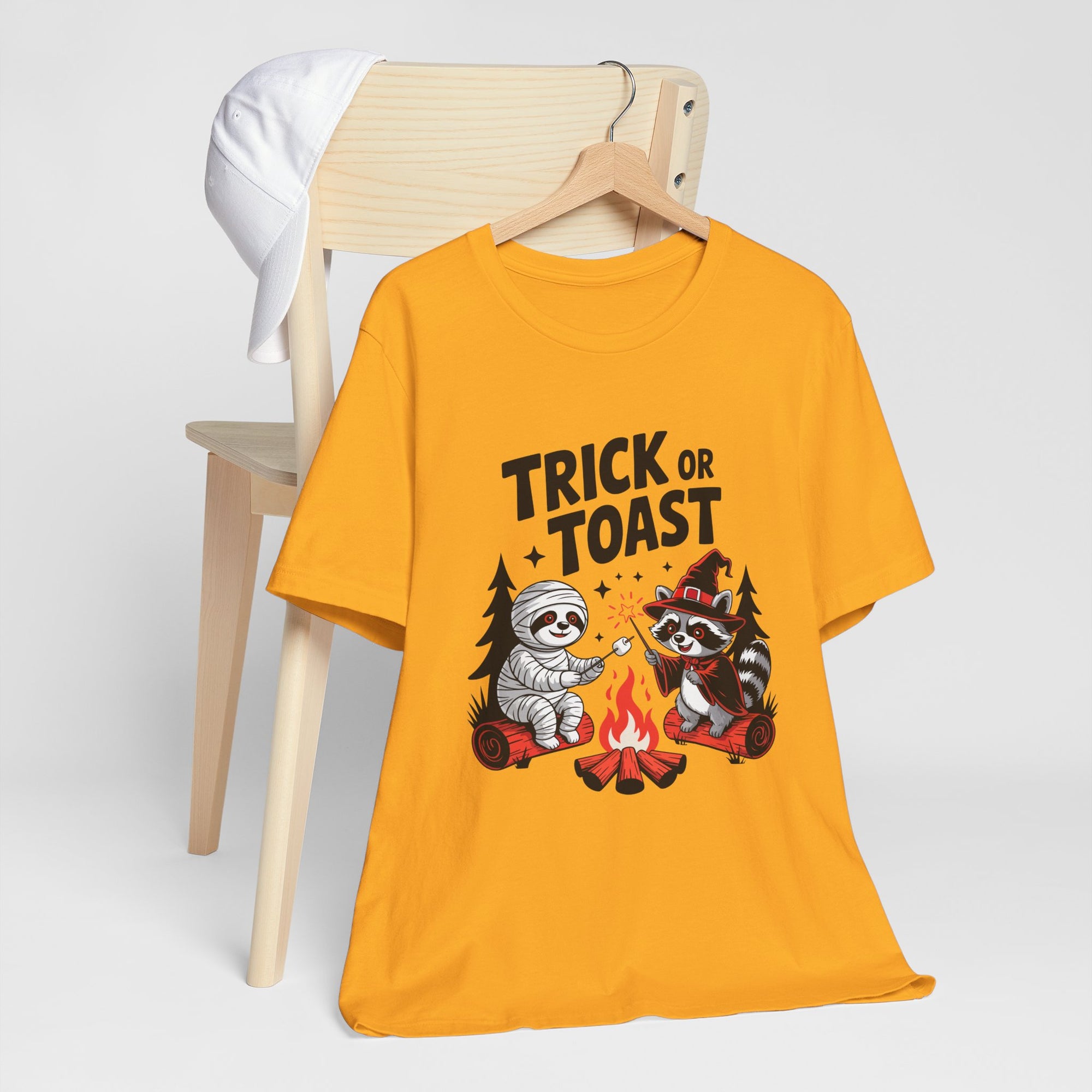 Graphic Tee for Outdoor Lovers - Trick or Toast Sloth & Raccoon, Perfect Fall Gift