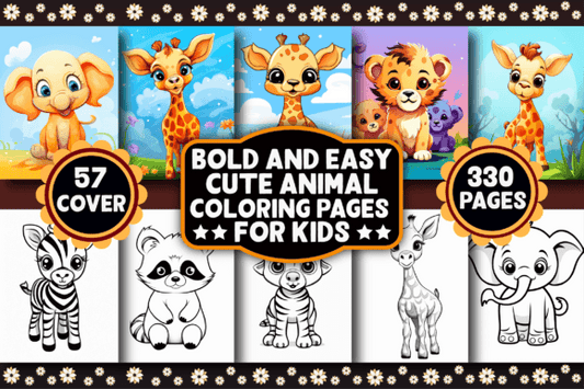 330 Bold and Easy Cute Animal Coloring