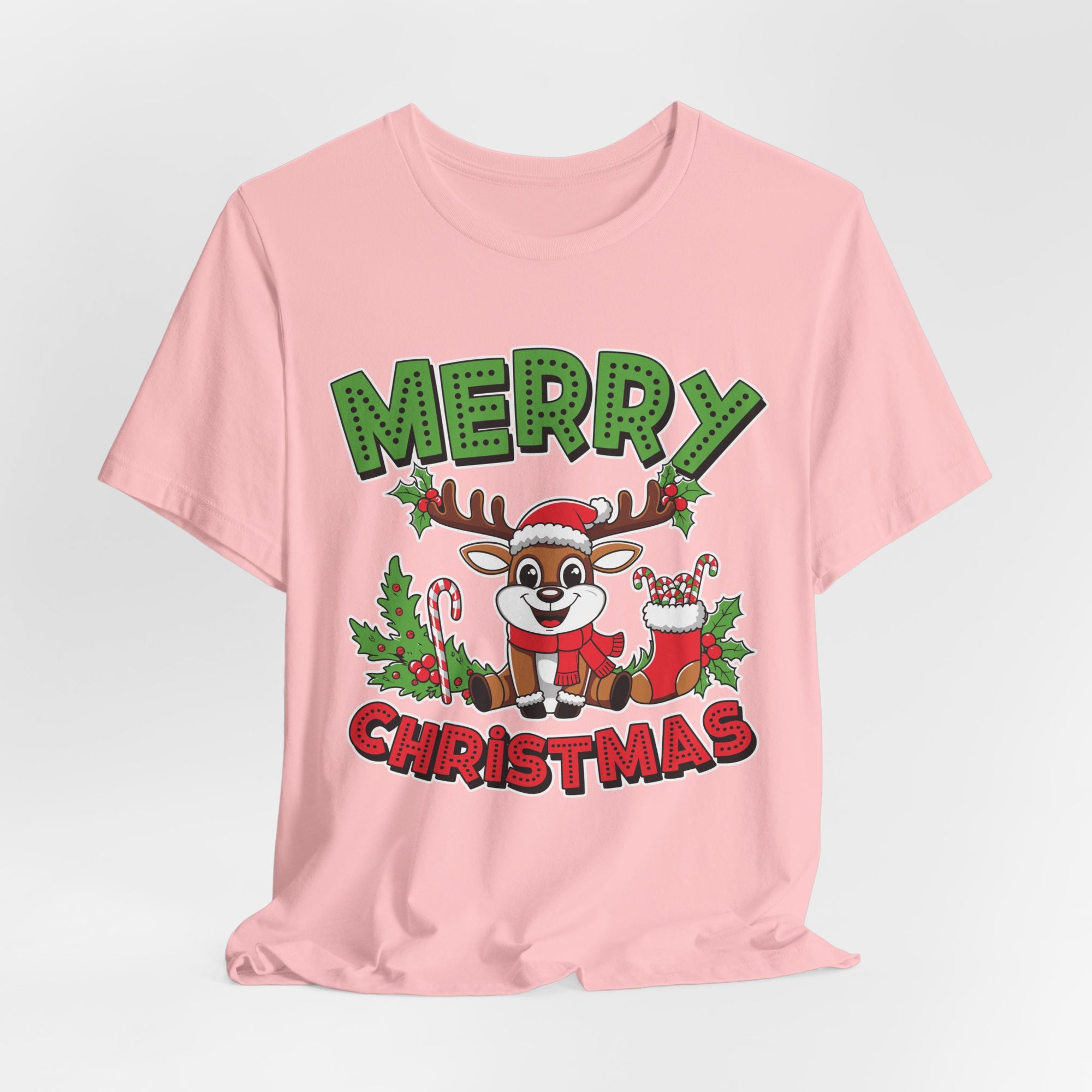 Merry Christmas Reindeer Tee, Festive Holiday Shirt, Unisex Christmas Apparel, Cute Gifts for Him/Her, Holiday Party Outfit