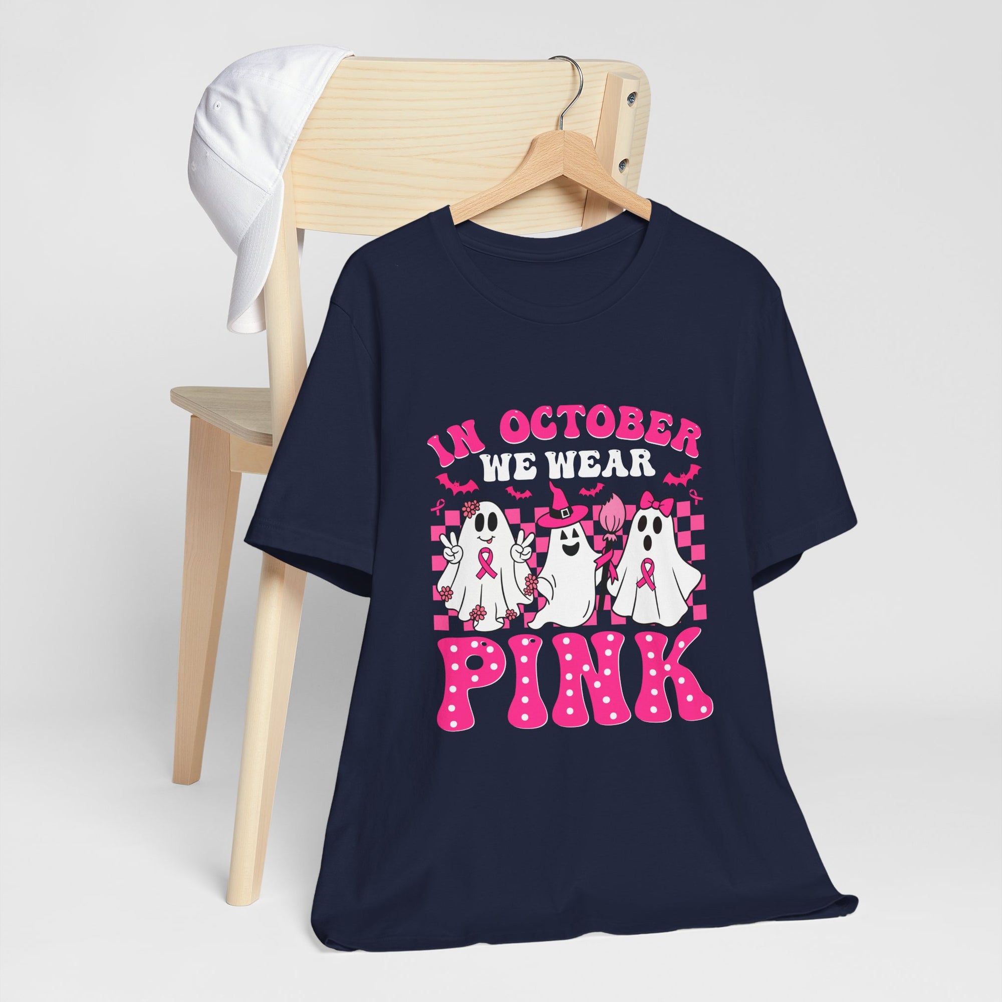 Pink Ghosts October Tee, Halloween Shirt, Unisex T-shirt