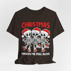 Skeleton Christmas Tee, Holiday Shirt, Unisex Christmas T-Shirt, Fun Winter Apparel, Party Outfit.