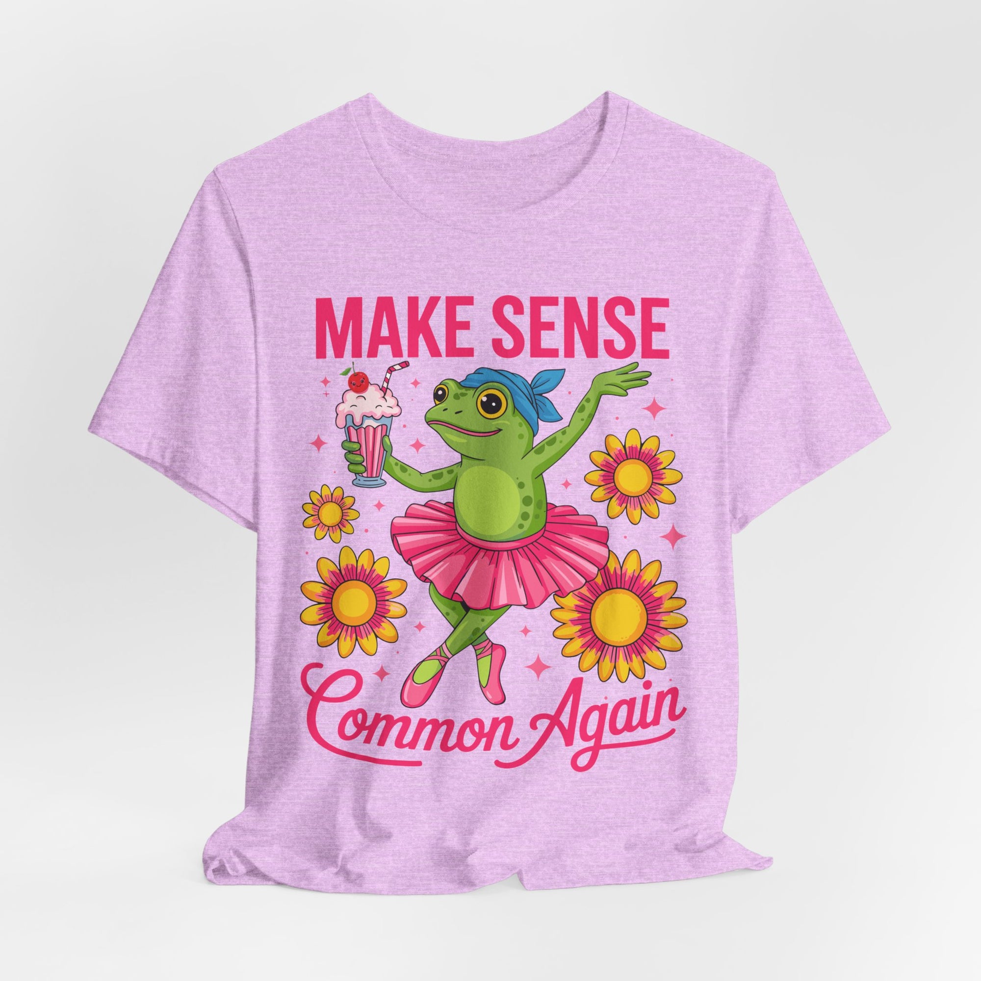 Make Sense Common Again T‑Shirt — Cute Dancing Frog Graphic Tee