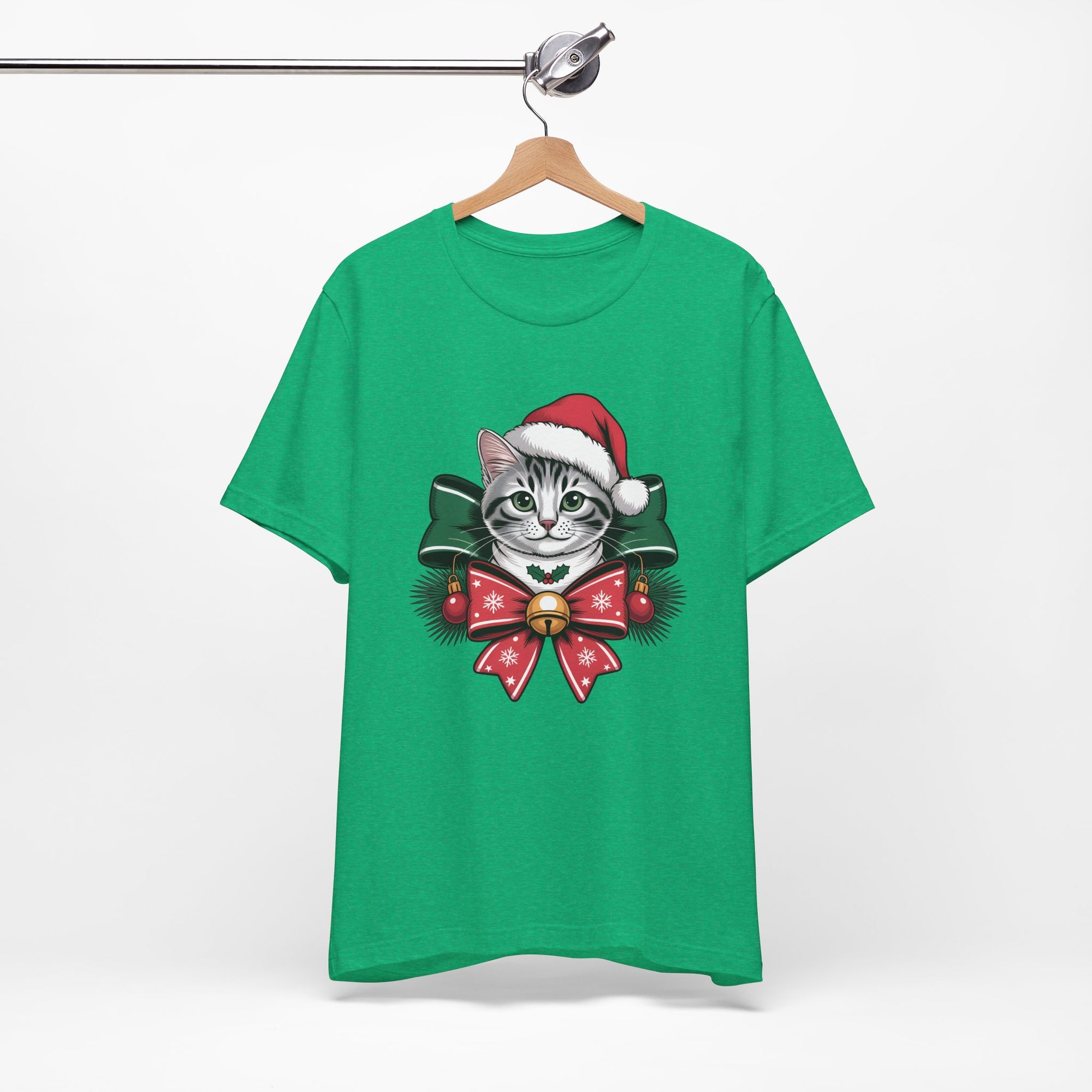 Festive Cat Christmas Tee, Cat Lover Gift, Holiday Shirt, Unisex T-Shirt