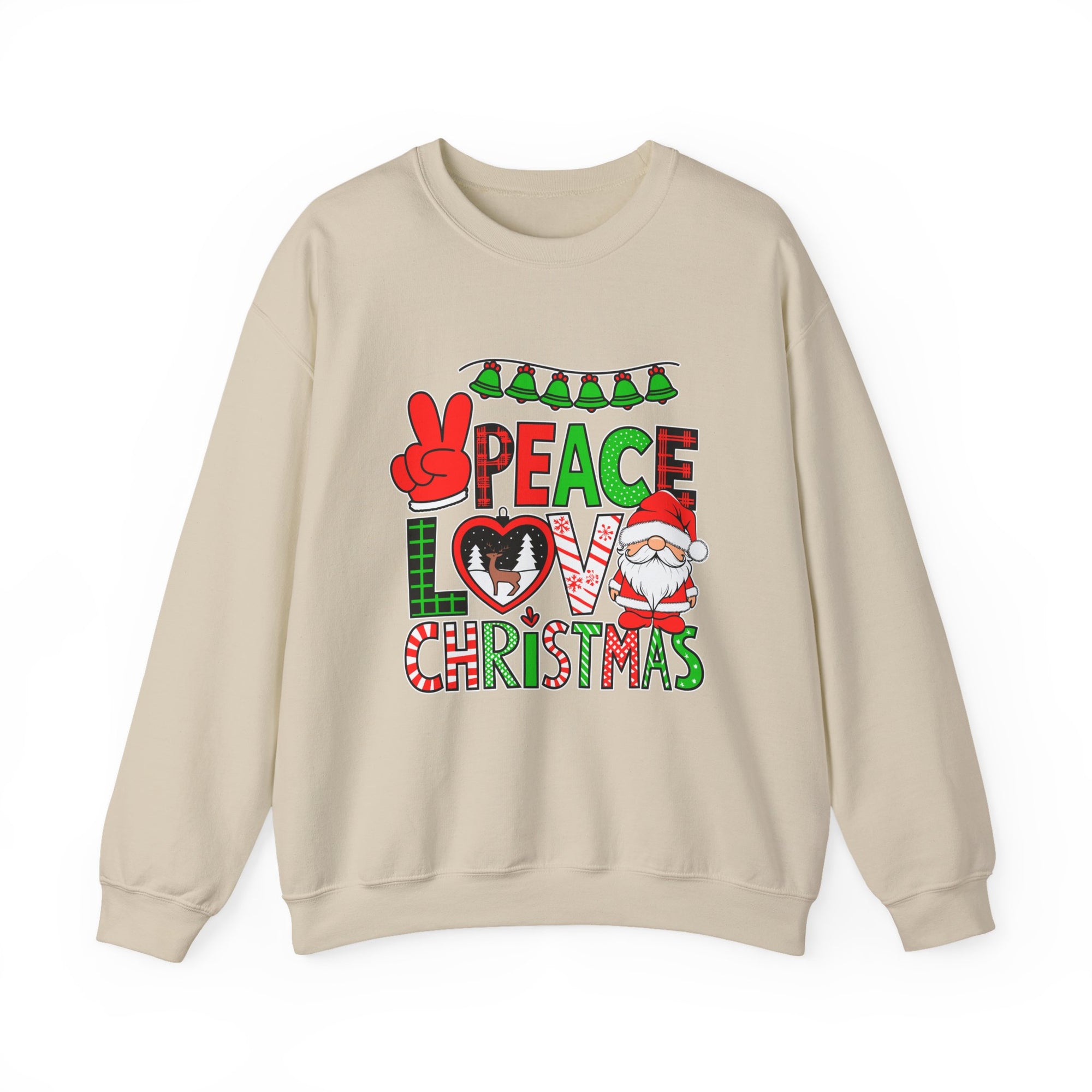 Christmas Peace Love Sweatshirt, Cozy Holiday Crewneck, Unisex Christmas Pullover Gift