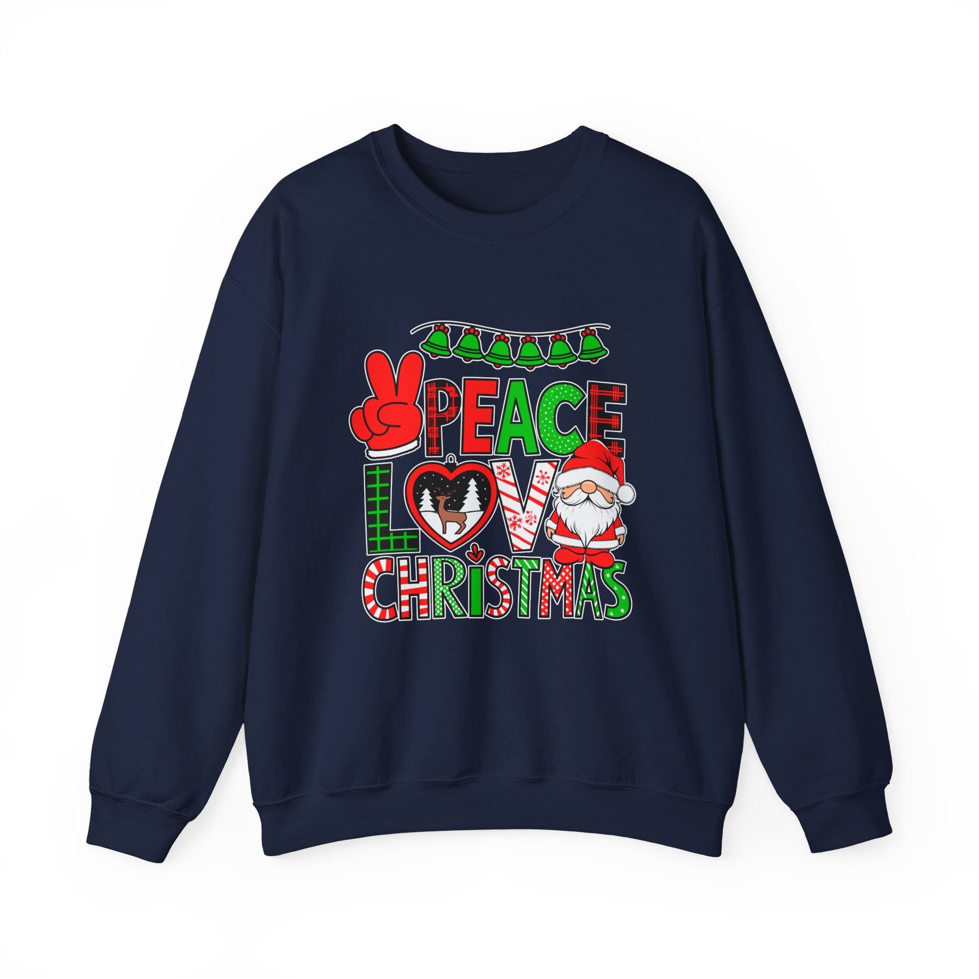 Christmas Peace Love Sweatshirt, Cozy Holiday Crewneck, Unisex Christmas Pullover Gift