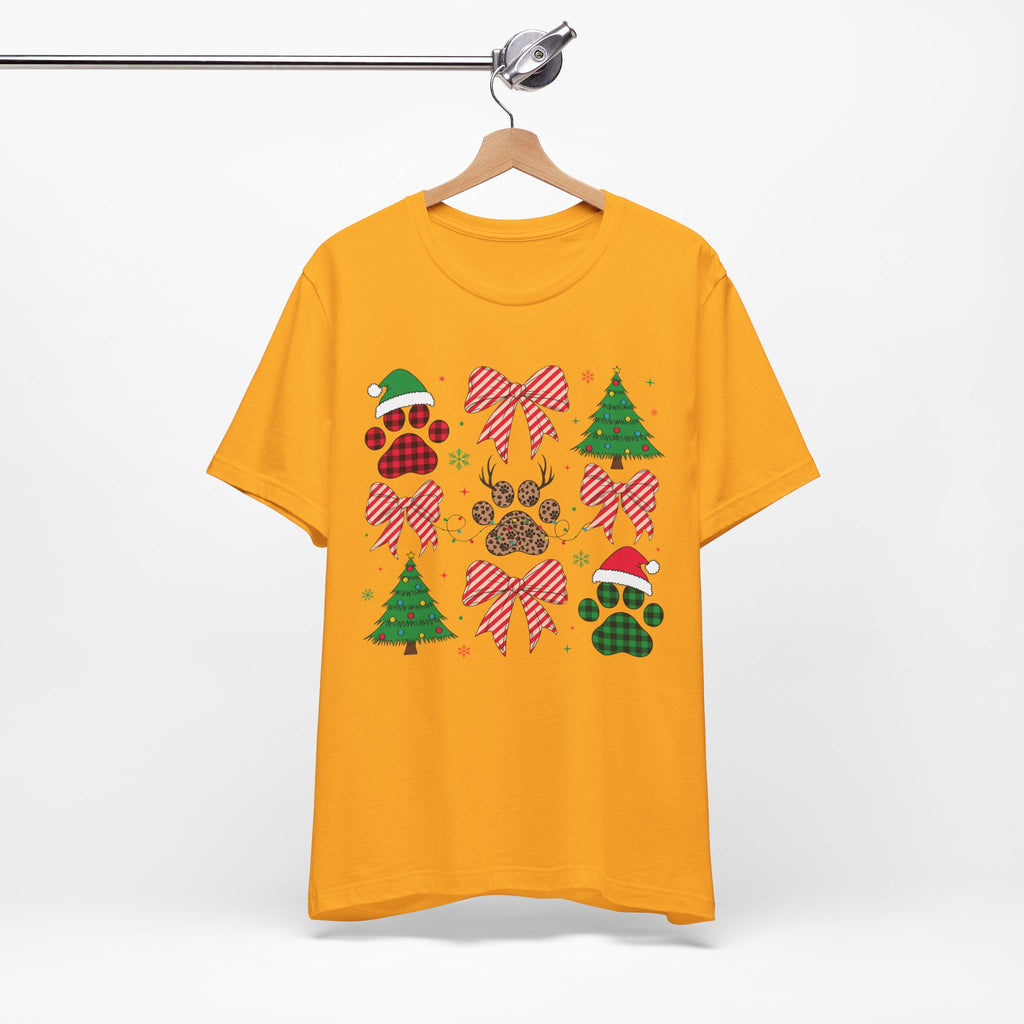 Festive Pet Lover Tee - Christmas Celebration Shirt, Holiday Gift for Dog Owners, Cute Winter Apparel, Paw Print T-Shirt, Unisex