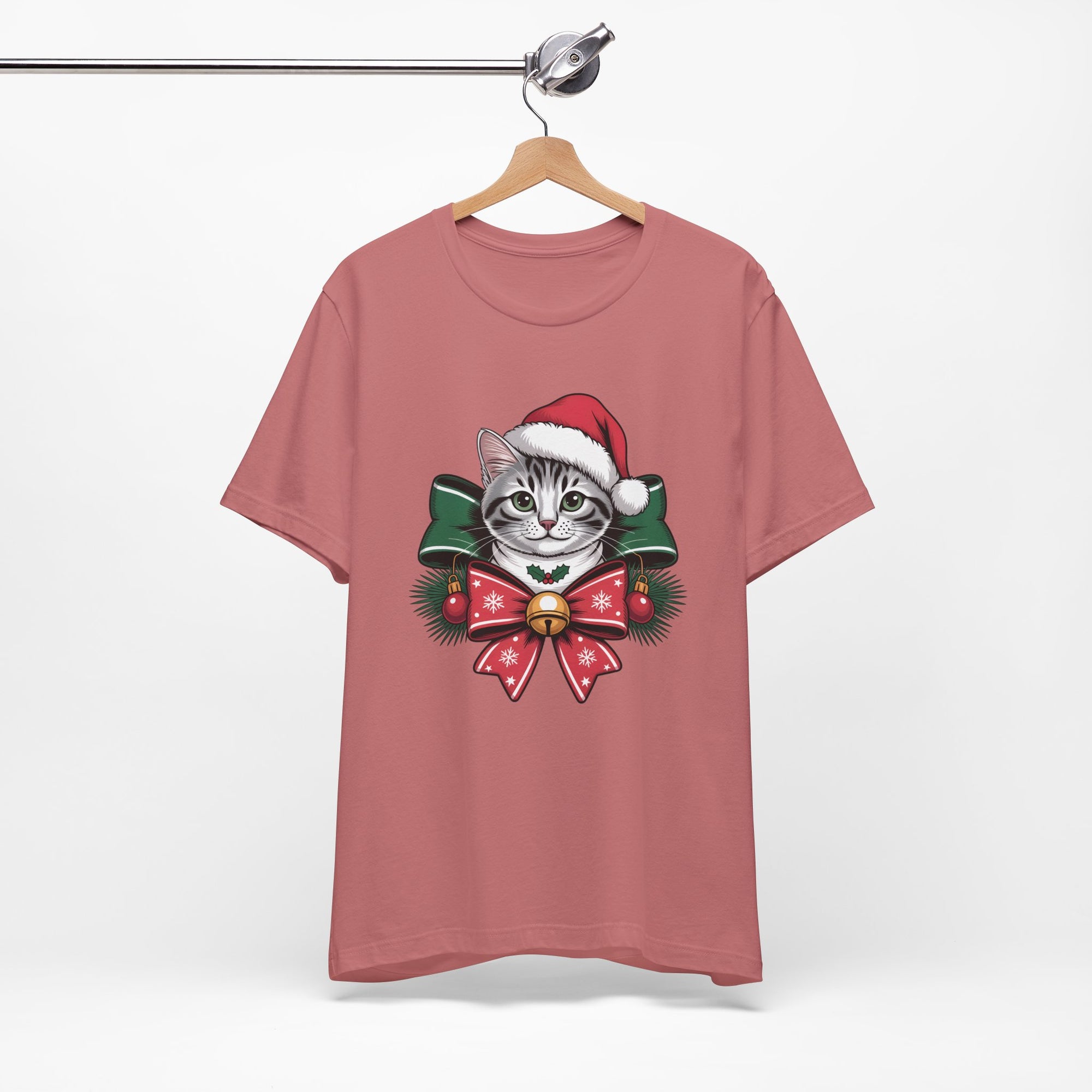 Festive Cat Christmas Tee, Cat Lover Gift, Holiday Shirt, Unisex T-Shirt