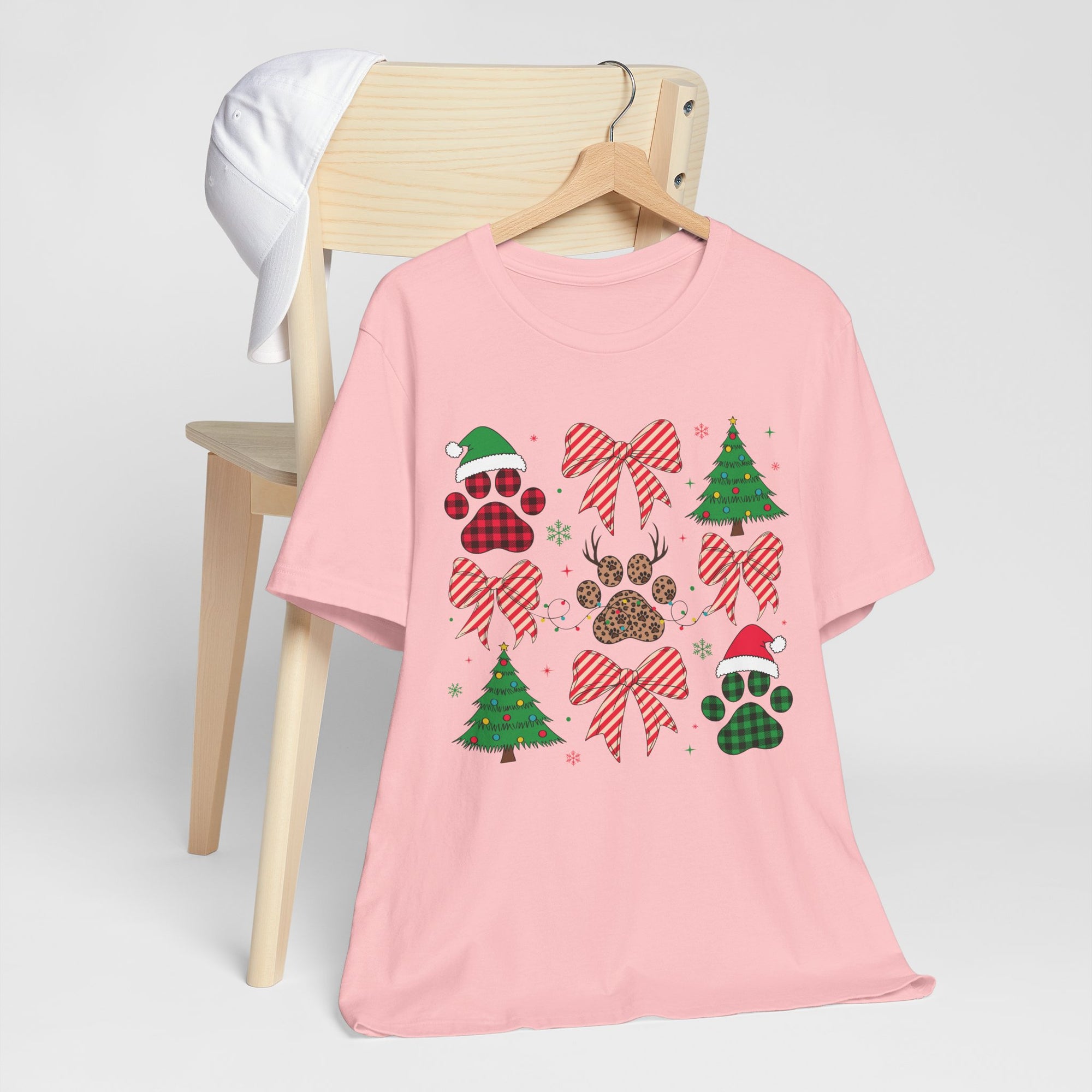 Festive Pet Lover Tee - Christmas Celebration Shirt, Holiday Gift for Dog Owners, Cute Winter Apparel, Paw Print T-Shirt, Unisex