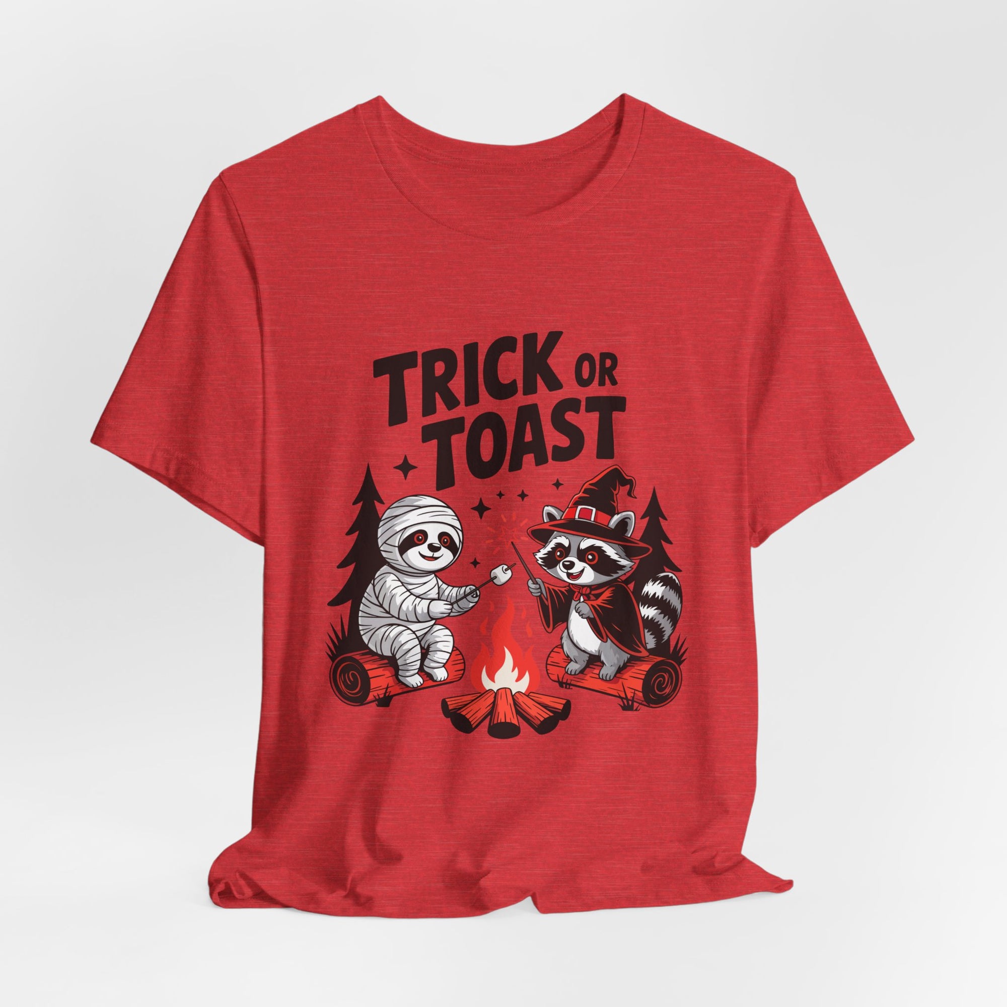 Graphic Tee for Outdoor Lovers - Trick or Toast Sloth & Raccoon, Perfect Fall Gift