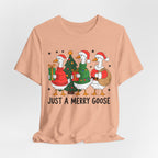 Festive Merry Goose T-Shirt, Christmas Tee, Holiday Apparel, Funny Gift, Unisex Tee, Seasonal Shirt